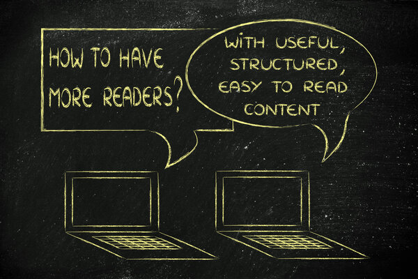 computer conversation about blogging advice