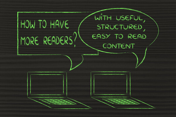 computer conversation about blogging advice