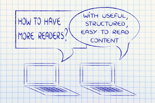 computer conversation about blogging advice