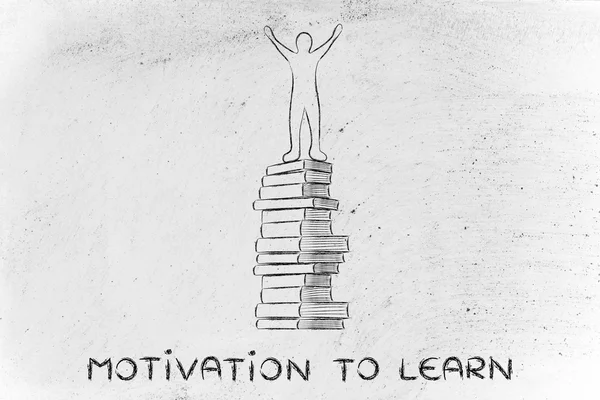 Motivation à apprendre, éducation et réalisations scolaires illustration — Photo