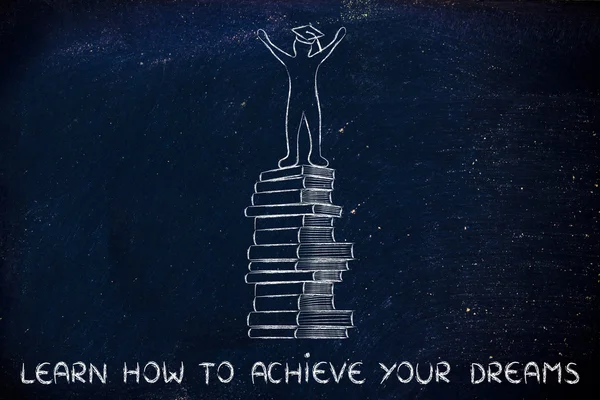 Alcançar seus sonhos através da ilustração educação — Fotografia de Stock