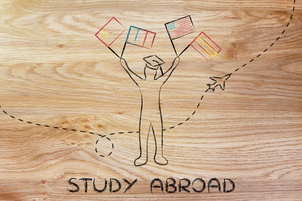 Concepto de estudiar en el extranjero — Foto de Stock