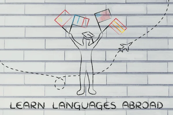 Концепція вивчення мов за кордоном — стокове фото