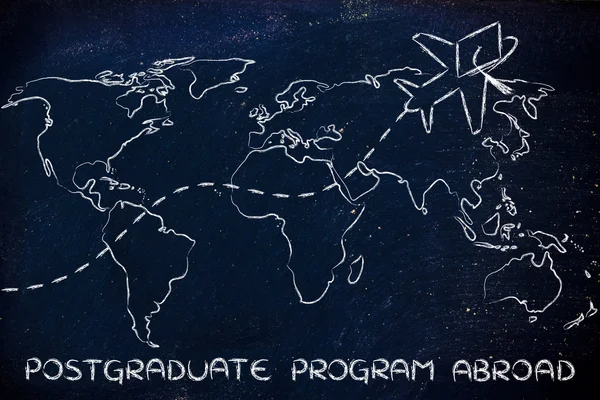Conceito de programas de pós-graduação no exterior — Fotografia de Stock