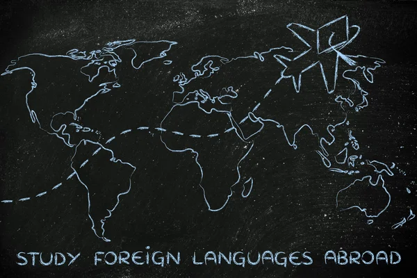 Studium cizích jazyků v zahraničí koncepce — Stock fotografie