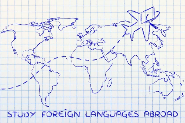 Estudar línguas estrangeiras no exterior conceito — Fotografia de Stock