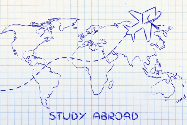 Concept van studeren in het buitenland — Stockfoto