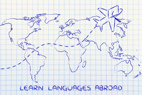 Concept d'apprentissage des langues à l'étranger — Photo