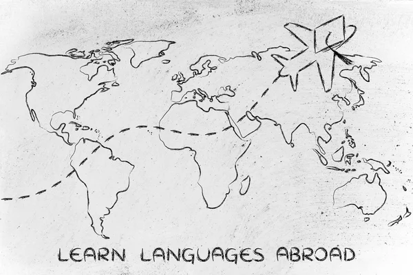Conceito de aprender línguas no estrangeiro — Fotografia de Stock