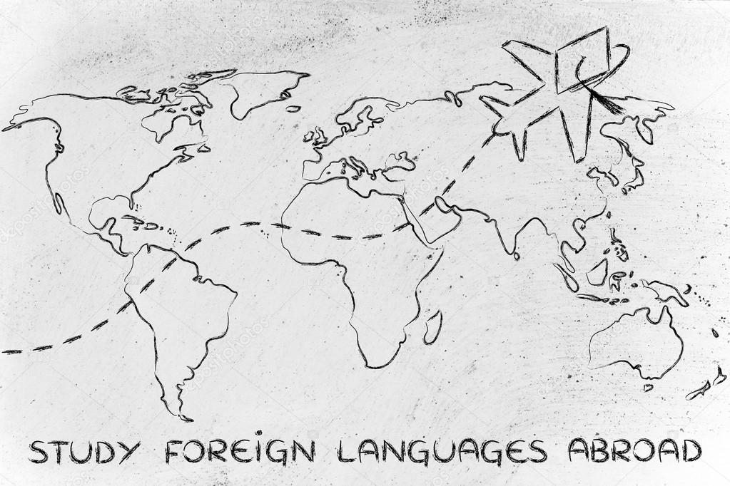 study foreign languages abroad concept