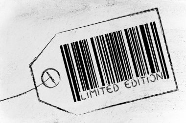 sınırlı sayıda üretilen kod çubuğunda ürün fiyat etiketi