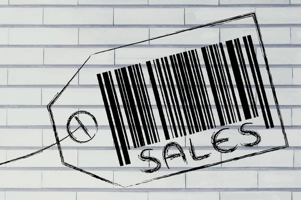 Sales code bar on product price tag — Stock Photo, Image