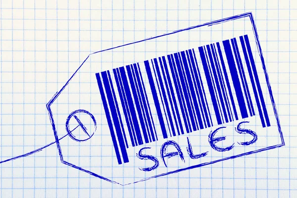 Sales code bar on product price tag — Stock Photo, Image