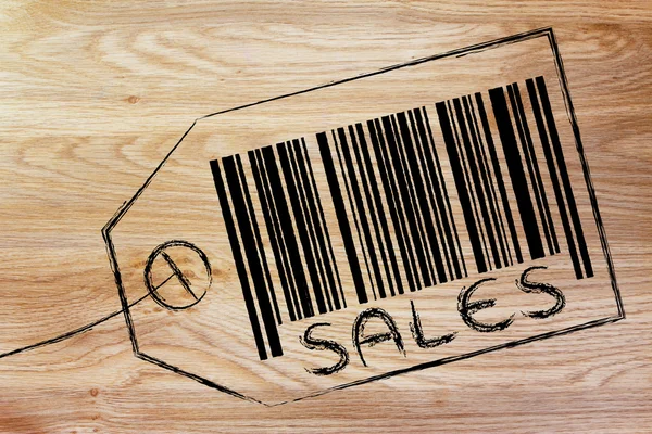 Строка кода продажи на ценнике продукта — стоковое фото