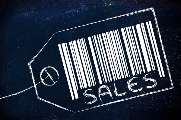 Sales code bar on product price tag — Stock Photo, Image