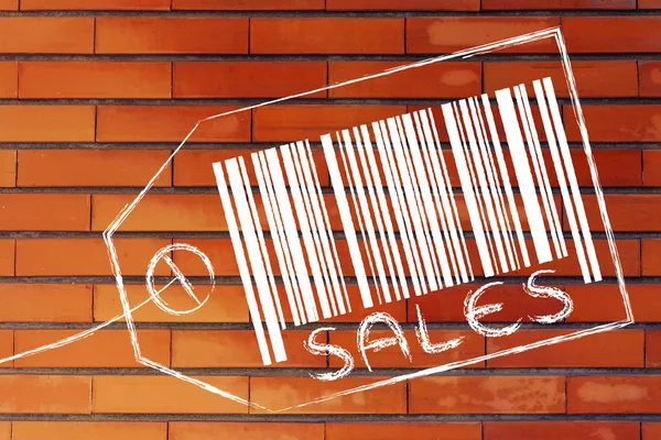 Sales code bar on product price tag — Stock Photo, Image