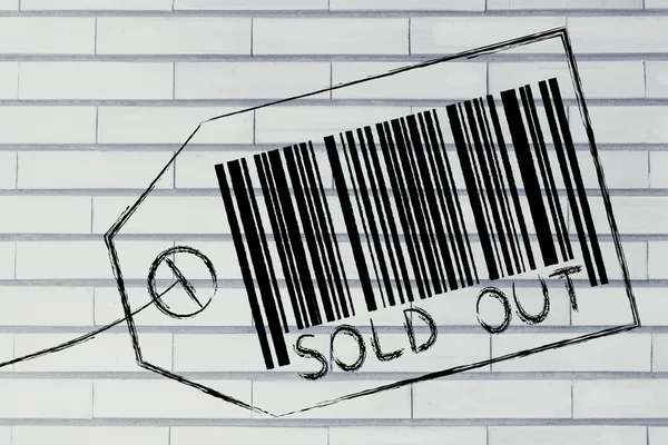 Sold out code bar on product price tag — Stock Photo, Image