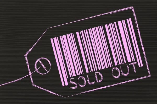 Sold out code bar on product price tag — Stock Photo, Image