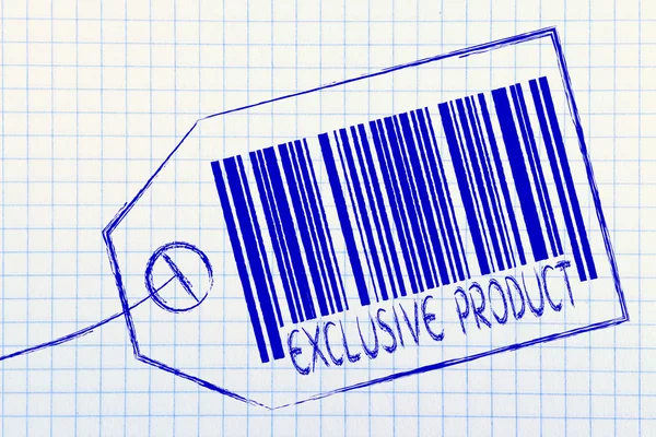 Barra de código de produto exclusivo no preço do produto — Fotografia de Stock