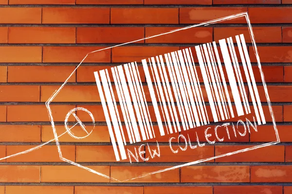 Nova barra de código de coleção no preço do produto — Fotografia de Stock