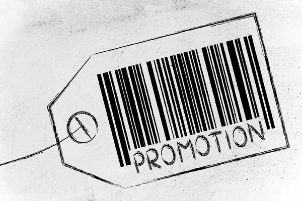 Promotion code bar on product price tag — Stock Photo, Image