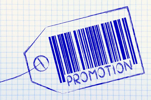 Código de promoción barra en el precio del producto etiqueta — Foto de Stock