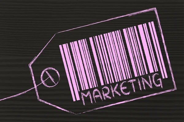 Barra de código de marketing no preço do produto — Fotografia de Stock
