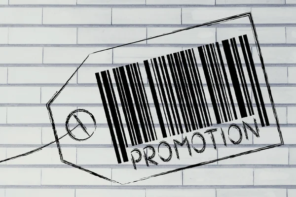 Propagační kód bar na výrobku cenovka — Stock fotografie