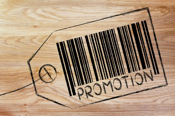 Promotion code bar on product price tag — Stock Photo, Image