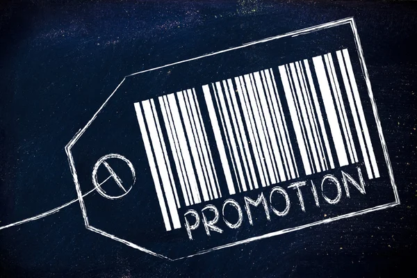 Promotion code bar on product price tag — Stock Photo, Image