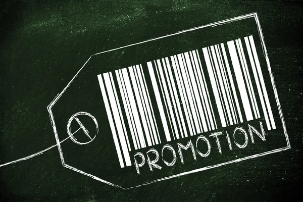 Barre de code promotionnel sur le prix du produit — Photo