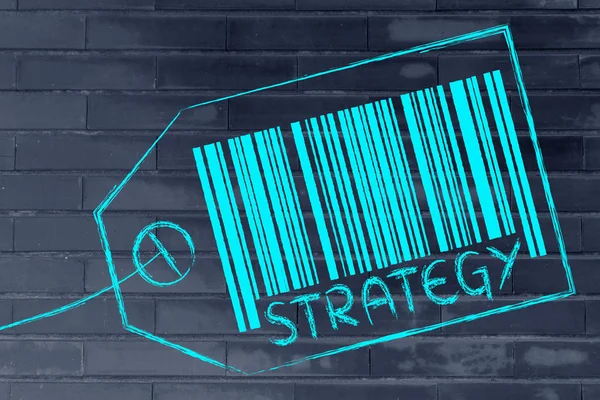 Barra de código de estratégia de vendas no preço do produto — Fotografia de Stock