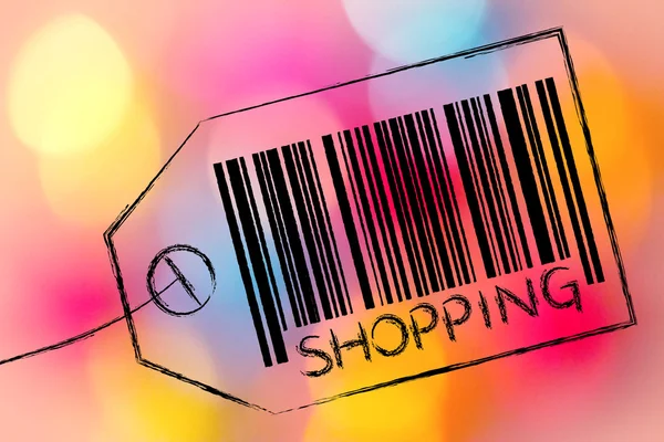 Shopping code bar on product price tag — Stock Photo, Image