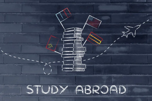 Concepto de estudiar en el extranjero — Foto de Stock