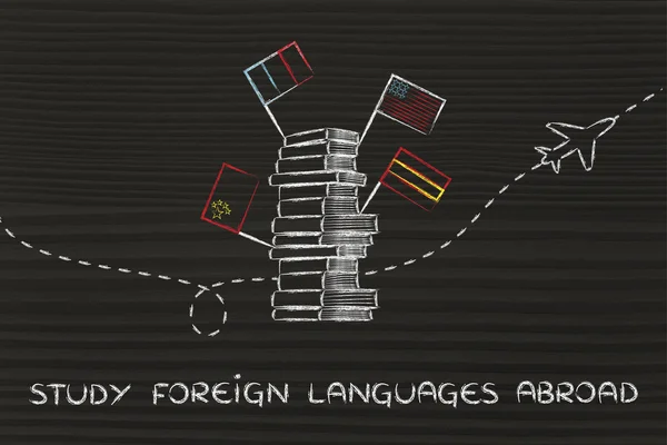 Begreppet studerar främmande språk — Stockfoto