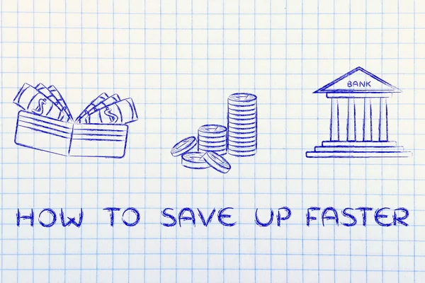 Concept of learning how to save faster money — Stock Photo, Image