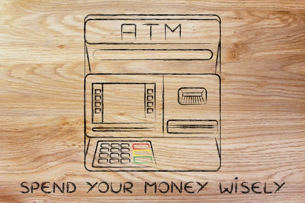 Otomatik vezne makinesi paranı akıllıca harcayın yazma — Stok fotoğraf