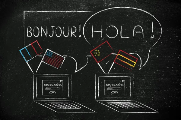 Software linguistico online e illustrazione delle traduzioni — Foto Stock