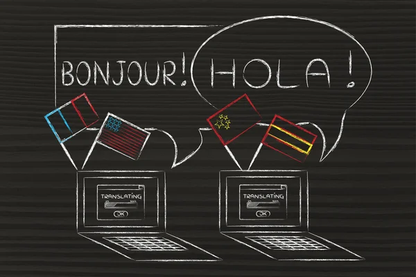 Software linguistico online e illustrazione delle traduzioni — Foto Stock