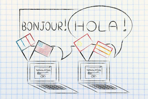 Software de idiomas en línea e ilustración de traducciones — Foto de Stock