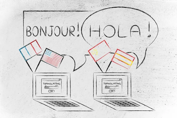 Software linguistico online e illustrazione delle traduzioni — Foto Stock