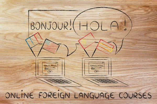Concepto de cursos de idiomas extranjeros en línea — Foto de Stock