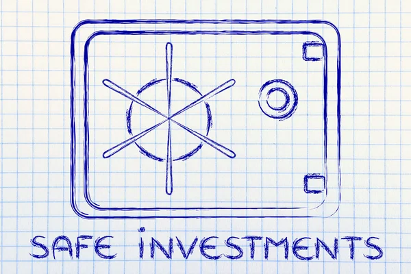 Ilustração de um cofre com texto Investimentos seguros — Fotografia de Stock
