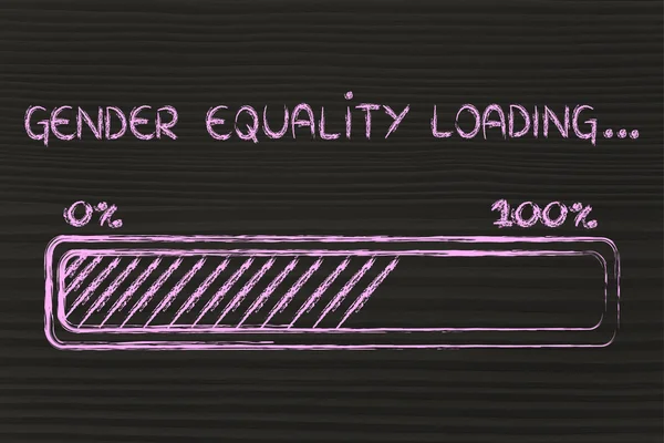 gender equality loading, progress bar illustration