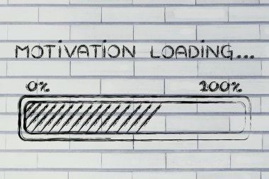 Yükleme, motivasyon ilerleme çubuğu illüstrasyon