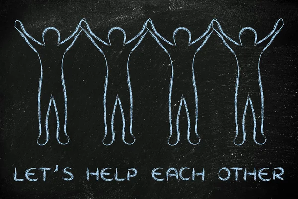 Les gens qui se tiennent la main l'un l'autre pour se tenir debout en groupe — Photo