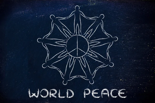 Personnes se tenant la main pour la paix mondiale — Photo