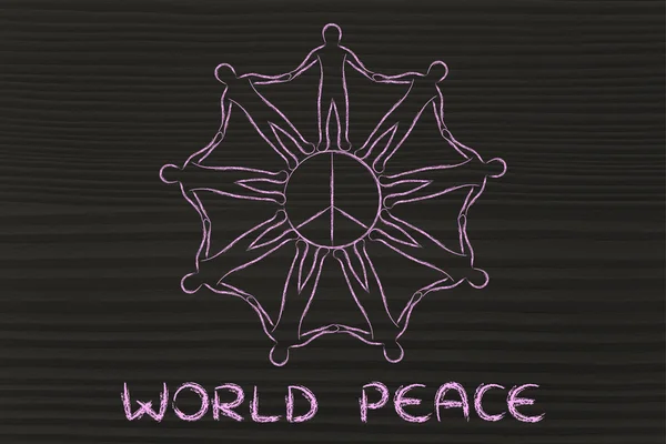 Personnes se tenant la main pour la paix mondiale — Photo