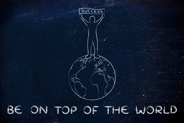 Begreppet att nå dina mål och vara på toppen av världen — Stockfoto