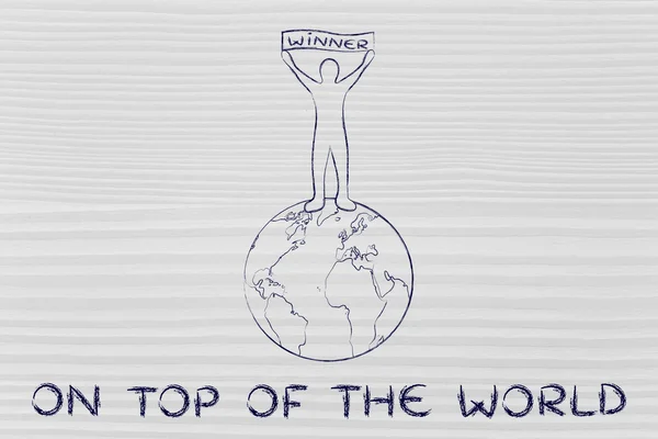 concept of reaching success and being on top of the world